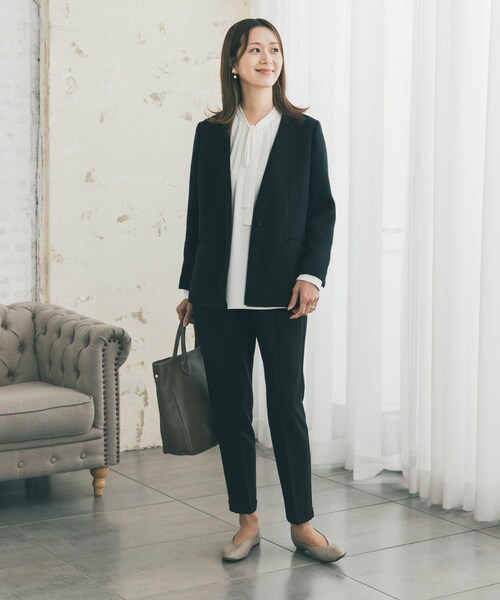 URBAN RESEARCH DOORS(アーバンリサーチドアーズ)の「ツィードVネックロングジャケット(その他アウター・レディース・OFF×BLK/NAVY・Free)」の18枚目の写真
