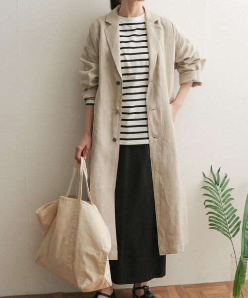 URBAN RESEARCH DOORS(アーバンリサーチドアーズ)の「リネンワイドチェスターコート(チェスターコート・レディース・NATURAL/BLUE・1)」の7枚目の写真