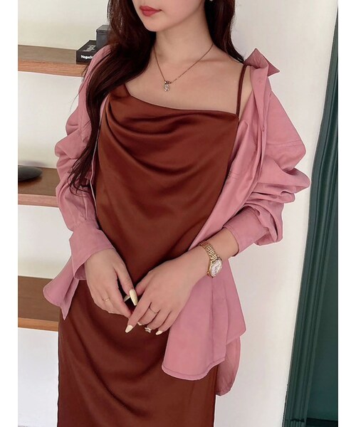 MERCURYDUO（マーキュリーデュオ）の「配色ステッチビッグリボンセットシャツ（シャツ/ブラウス・レディース・インディゴ/オフホワイト/ピンク・F）」の8枚目の写真