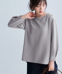 nissen | しわになりにくいキレイ目リップル肩ボタン９分袖プルオーバー（抗菌防臭・防しわ）(Tシャツ/カットソー)