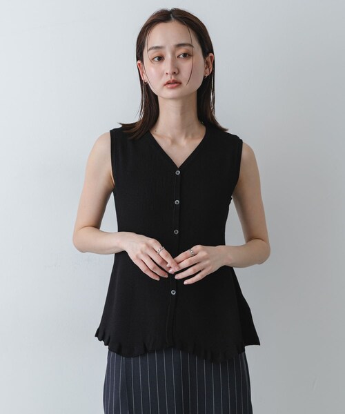 SENSE OF PLACE by URBAN RESEARCH（センスオブプレイスバイアーバンリサーチ）の「『洗濯可/毛玉防止』SKINProof抗ピルペプラムニットカーディガン（ニット/セーター・レディース・IVORY/BLACK/GRAY・One）」の13枚目の写真