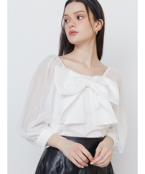 CALNAMUR（カルナムール）の「3WAY PLAID RIBBON BL/3WAYプレイドリボンブラウス（シャツ/ブラウス・レディース・ホワイト/ピンク/ブラウン・F）」の3枚目の写真