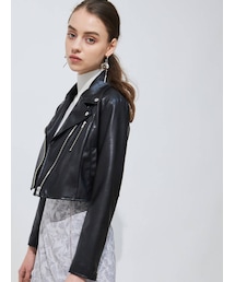 MERCURYDUO | コンパクトフェイクレザーライダースジャケット(ライダースジャケット)
