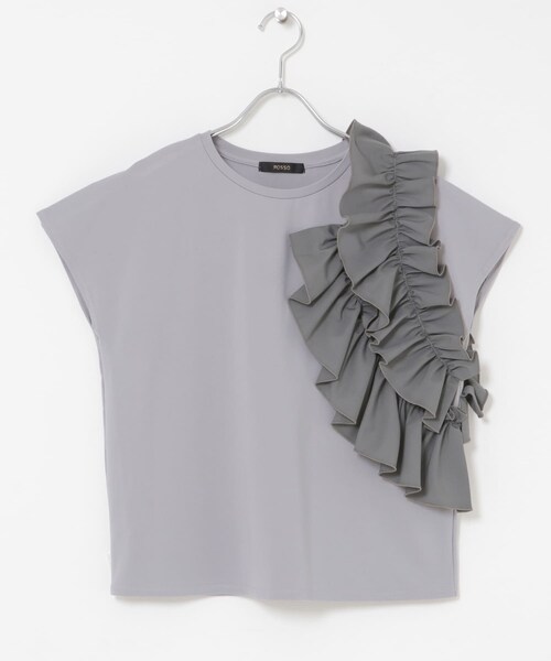 URBAN RESEARCH ROSSO（アーバンリサーチロッソ）の「フリルドッキングTEEブラウス（Tシャツ/カットソー・レディース・OFF WHITE/GRAY/BLACK・Free）」の9枚目の写真
