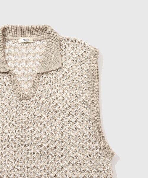 ADAM ET ROPE'(アダムエロペ)の「【Allege/アレッジ】Lace Vest(ベスト・メンズ・ダークブラウン/ベージュ・3/4)」の8枚目の写真