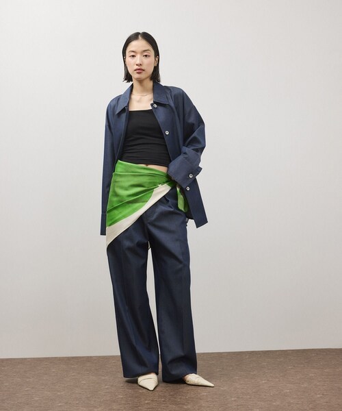 ADAM ET ROPE'（アダムエロペ）の「DOMY DIRECT print scarf（バンダナ/スカーフ・レディース・ブラック/グリーン・F）」の7枚目の写真