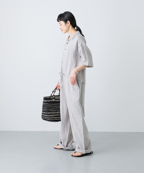 かぐれ（カグレ）の「リネンハーフスリーブオールインワン（サロペット/オーバーオール・レディース・BLACK/GREGE/CHARCOAL・FREE）」の20枚目の写真