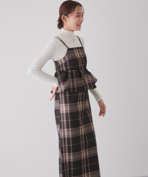 Jayro（ジャイロ）の「チェック柄ペプラムワンピース（ワンピース・レディース・ブラック系/グレー/ブラウン・M）」の7枚目の写真