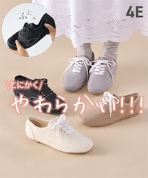 【ゆったり幅広】やわらかレースアップスニーカー（ワイズ４Ｅ）