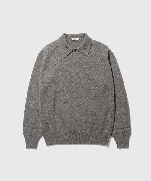 ADAM ET ROPE'(アダムエロペ)の「【AURALEE/オーラリー】CASHMERE NEP KNIT POLO(ニット/セーター・メンズ・ブラック/ライトグレー・3/4)」の7枚目の写真