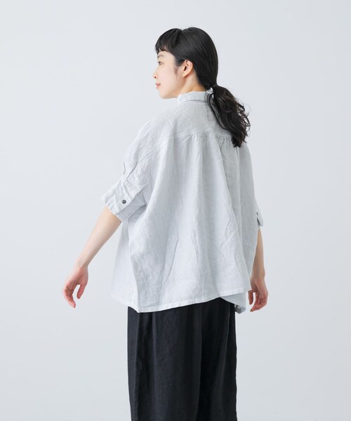 かぐれ(カグレ)の「Honnete Half-Sleeve Gather Shirts(シャツ/ブラウス・レディース・Ice Grey/Coral/Bk Choco・one)」の14枚目の写真