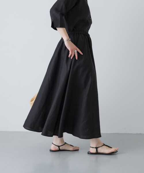 かぐれ（カグレ）の「リネンフレアスカート（スカート・レディース・BLACK/BROWN/BLUE GREEN・Free）」の6枚目の写真
