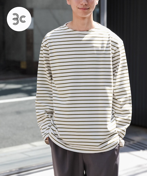 URBAN RESEARCH DOORS（アーバンリサーチドアーズ）の「FORK&SPOON　ボートネックボーダー（Tシャツ/カットソー・メンズ・ECR×BLK/ECR×RED/OFF×GRN・4/5）」の3枚目の写真