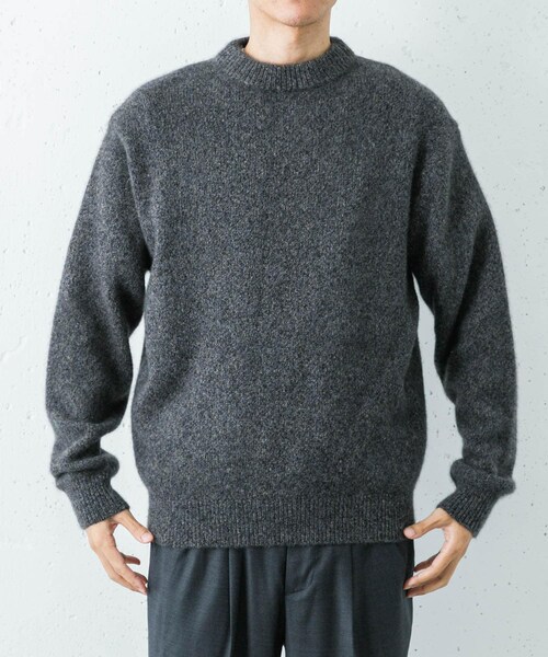 URBAN RESEARCH（アーバンリサーチ）の「new basic　CASHMERE SILK MOULINE CREW-NECK KNIT（ニット/セーター・メンズ・PEARL GRAY/CHARCOAL・M/L/XL）」の8枚目の写真