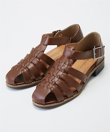 nissen | 【ゆったり幅広】ローヒールグルカサンダル（低反発中敷）（ワイズ４Ｅ）(サンダル)