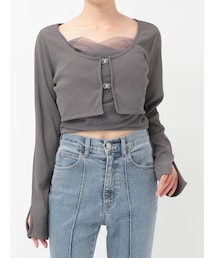 EATME | チュールドッキングキャミリブTOPセット(Tシャツ/カットソー)