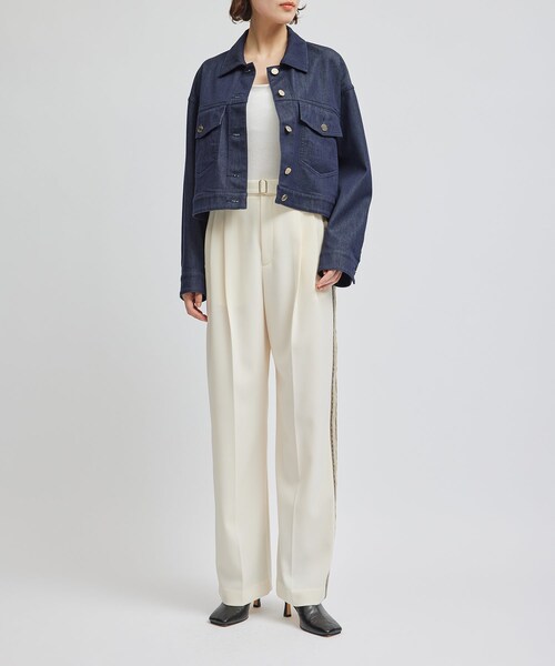 ROPE'(ロペ)の「サイドラインストレッチパンツ(その他パンツ・レディース・グレー/オフホワイト・36/38)」の1枚目の写真