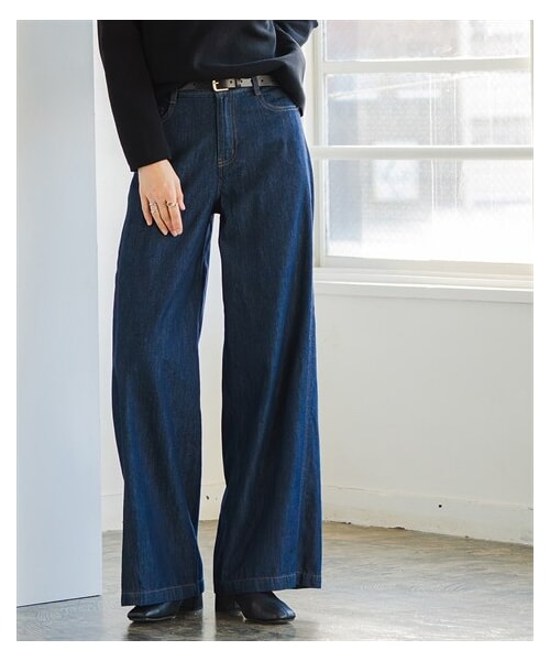 nissen（ニッセン）の「【i Deni】6.7ozデニムバギーパンツ（はっ水）（セットアップ可能）＜大きいサイズ有＞（スウェットパンツ・レディース・ワンウオッシュネイビー/ウオッシュドブルー/ブリーチサックス/オフホワイト・S/M/L/LL/3L/4L/5L/6L/8L/10L）」の18枚目の写真