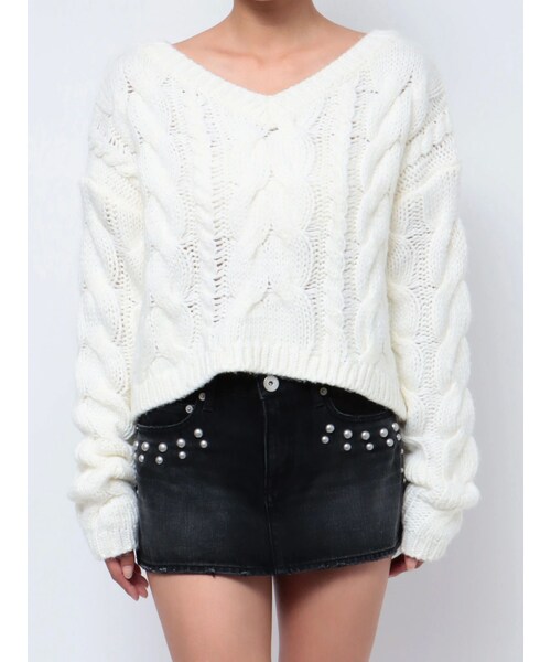 ニット セーター BIGケーブルLOOSE ニット トップス レディース BIGケーブル LOOSE ニットトップス[品番：MKSW0054290]｜GYDA