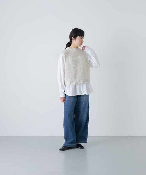 かぐれ（カグレ）の「2WAY綿麻ニットベスト（ベスト・レディース・IVORY/INK BLACK・Free）」の9枚目の写真