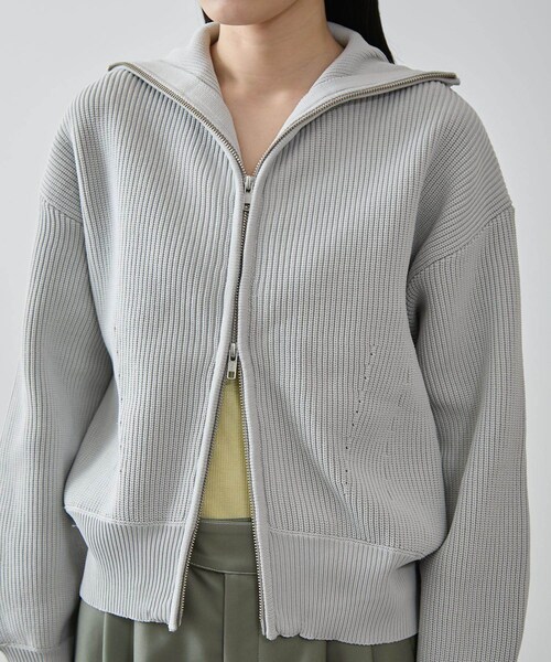 VIS（ビス）の「Wジップハイネックニットカーディガン（カーディガン/ボレロ・レディース・ライトグレー/ネイビー/レッド系・F）」の22枚目の写真