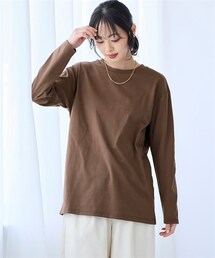 nissen | 大きいサイズ 綿100％汗染みしにくい長袖クルーネックプルオーバー(Tシャツ/カットソー)