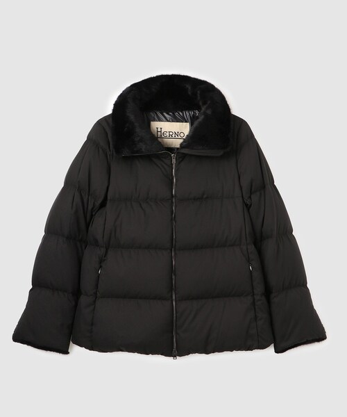 ROPE'（ロペ）の「【WEB限定/一部店舗限定】【HERNO(ヘルノ)】エコファーショート丈ダウンコート（ダウンジャケット/コート・レディース・ブラック/オフホワイト・M/S）」の11枚目の写真