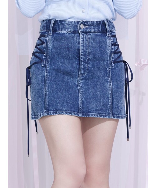 EATME（イートミー）の「サイドレースアップデニムスカート（デニムスカート・レディース・ブラック/ピンク/ブルー・S/M）」の10枚目の写真