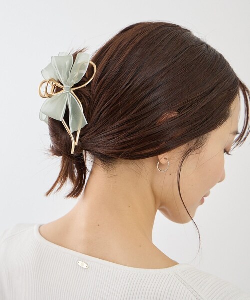 ROPE' PICNIC（ロペピクニック）の「オーガンジーリボンメタルヘアバンス（ヘアバンド・レディース・ブラック/ライトグレー・F）」の7枚目の写真