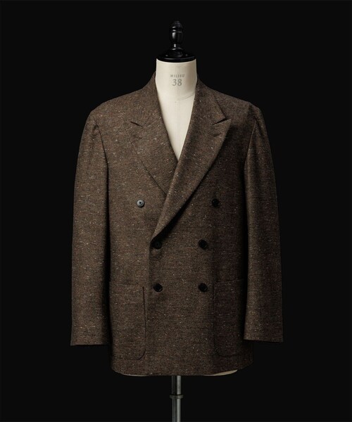 ADAM ET ROPE'(アダムエロペ)の「ハードクロス ダブルブレストジャケット / セットアップ対応(テーラードジャケット・メンズ・ブラック/ダークブラウン系・L/M)」の9枚目の写真