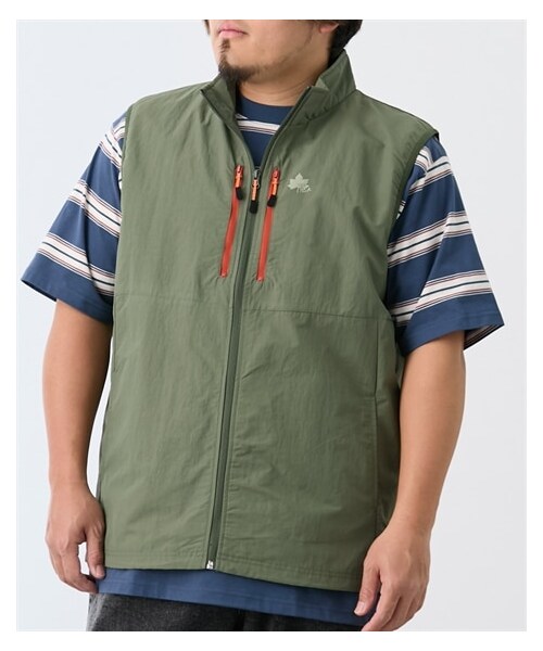 nissen（ニッセン）の「ナイロン裏メッシュベスト　はっ水 ロゴスパーク 【大きいサイズ】（ベスト・メンズ・46カーキ/49ブラック・3L/4L/5L）」の5枚目の写真