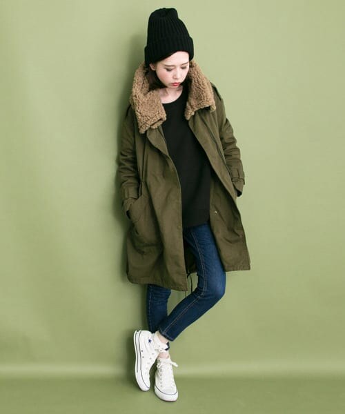 KBF（ケイビーエフ）の「WEB限定 2WAYモッズコート（モッズコート・レディース・CHARCOAL/KHAKI/NAVY・one）」の8枚目の写真