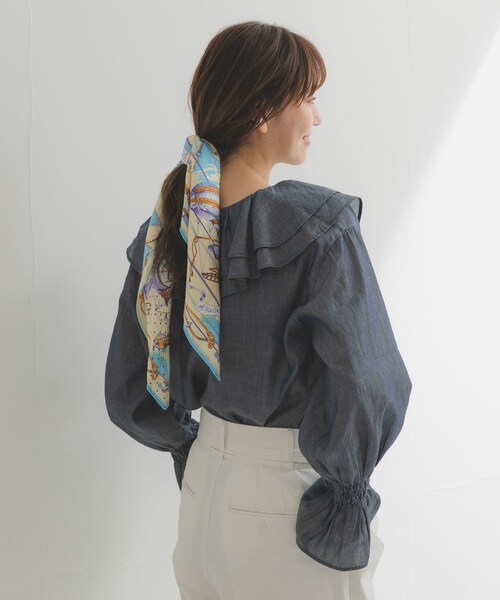 URBAN RESEARCH ROSSO（アーバンリサーチロッソ）の「manipuri　65ビットバルーン（バンダナ/スカーフ・レディース・LIGHTBLUE・-）」の4枚目の写真