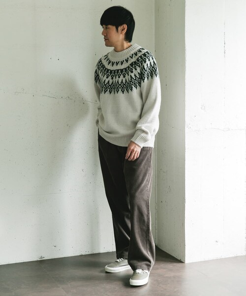 URBAN RESEARCH DOORS（アーバンリサーチドアーズ）の「求心柄モックネックニット（ニット/セーター・メンズ・OFF/BROWN/CHARCOAL・M/L）」の14枚目の写真