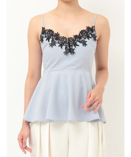 LAGUNAMOON（ラグナムーン）の「レースネックペプラムキャミソール（キャミソール・レディース・ブラック/アイスブルー/ミックス・F）」の2枚目の写真