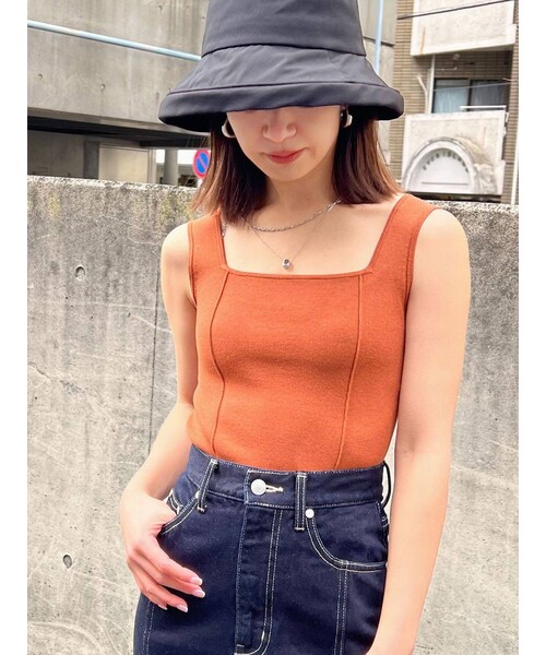 EMODA（エモダ）の「ミニマルフィットニット（タンクトップ・レディース・ライム/グリーン/ブラック/ホワイト/ミントグリーン/オレンジ・F）」の22枚目の写真