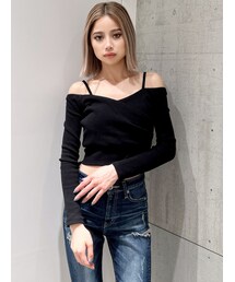 GYDA | カシュクールデザインオフショルトップス(Tシャツ/カットソー)