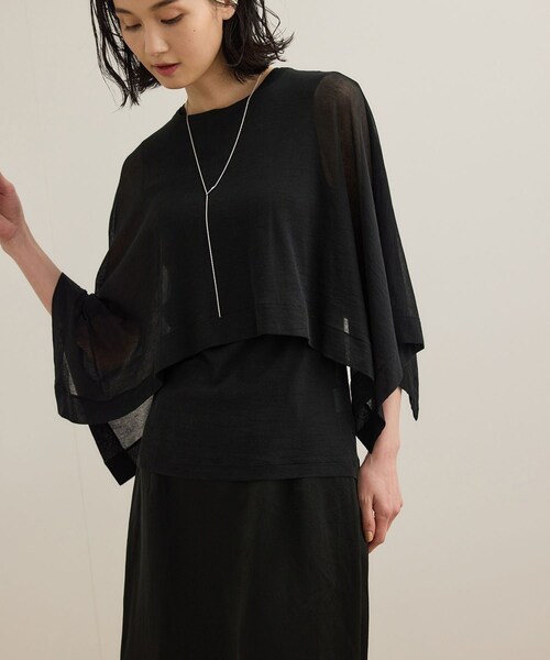 ROPE'（ロペ）の「【洗える】シアーフライスケープセットプルオーバー（Tシャツ/カットソー・レディース・ブラック/ホワイト/ブルー・F）」の11枚目の写真