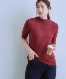 7days Life Styling | ５分袖ワイドリブニット（静電防止・毛玉になりにくい・UVカット・タンブル乾燥OK）(ニット/セーター)