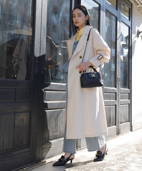 VIS（ビス）の「【定番人気】【撥水/UVケア】後ろタックトレンチコート スプリングコート（トレンチコート・レディース・キナリ/ベージュ/サックス・F）」の13枚目の写真