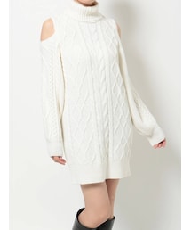 MERCURYDUO | オープンショルダーケーブルミニワンピース(ワンピース)