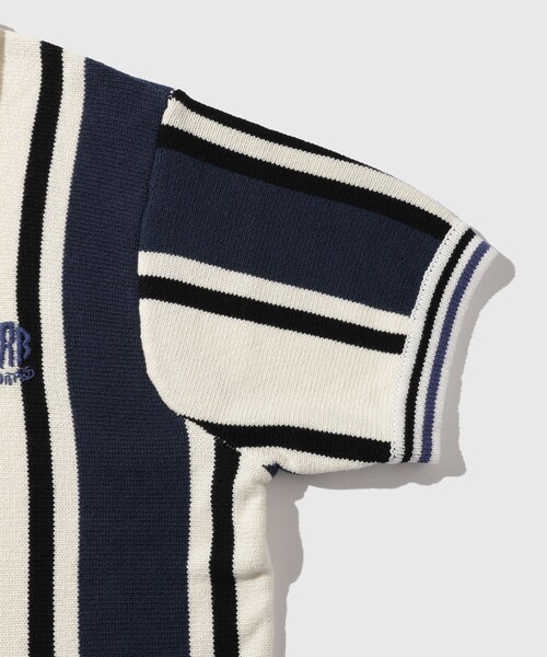 ADAM ET ROPE'（アダムエロペ）の「【RICE NINE TEN/ライス ナイン テン】KNITTED SOCCER SHIRT（ポロシャツ・メンズ・ホワイト系/ネイビー・1/2）」の8枚目の写真