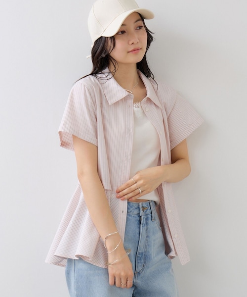 VIS(ビス)の「ペプラム切替キャップスリーブシャツ(シャツ/ブラウス・レディース・ネイビー/サックス/ピンク・F)」の18枚目の写真