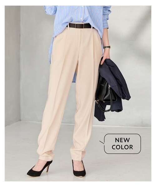 nissen（ニッセン）の「大きいサイズ こなれBEAUTYストレッチテーパードパンツ（ゆったりヒップ）(選べる２レングス)（パンツ・レディース・スモーキーグリーン/グレイッシュブルー/ネイビー/黒/オフホワイト・L/LL/3L/4L/5L/6L/8L/10L）」の13枚目の写真