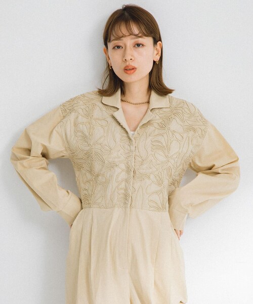 URBAN RESEARCH Sonny Label（アーバンリサーチサニーレーベル）の「エンブロイダリーオールインワン（サロペット/オーバーオール・レディース・ブラック/ベージュ・36/38）」の15枚目の写真