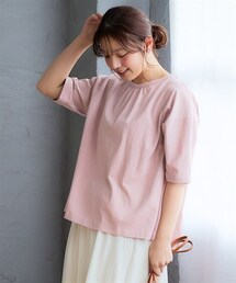 nissen | ＜大きいサイズ＞綿100％ドビーバック切替トップス(Tシャツ/カットソー)