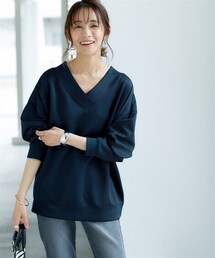 nissen | なめらかポンチ素材　前後Vネックプルオーバー(Tシャツ/カットソー)