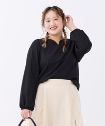 nissen | ＜大きいサイズ＞きゃしゃ見えハートネックカットソートップス(Tシャツ/カットソー)