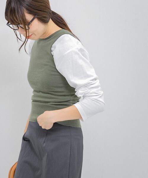 URBAN RESEARCH（アーバンリサーチ）の「w cashmere　knit tank top（タンクトップ・レディース・Khaki/Eggshell・FREE）」の10枚目の写真