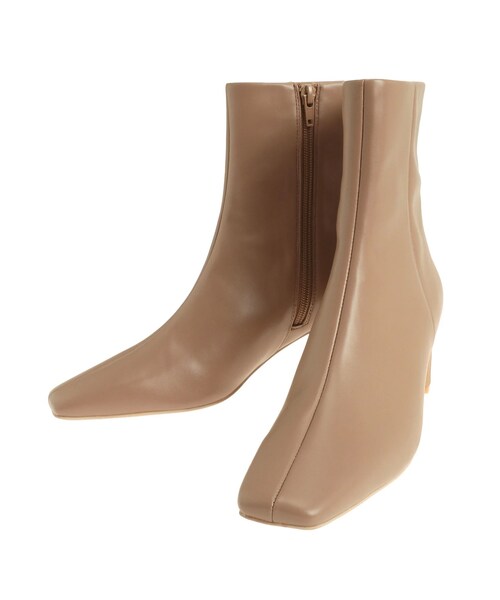 LAGUNAMOON（ラグナムーン）の「スクエアトゥショートブーツ（ブーツ・レディース・ブラック/ベージュ・S/M）」の4枚目の写真